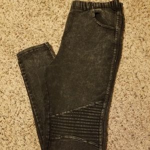 Mineral Washed Black Moto Jeggings
